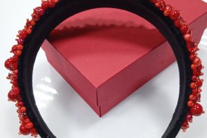 Обруч Діадема "Fiery passion" ручної роботи червона - Опис