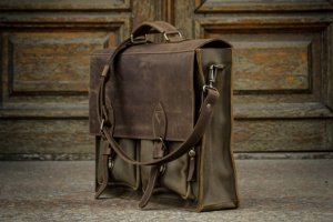 Кожаный мужской портфель, Деловая сумка под ноутбук  - Описание