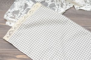 Серветка на кошик з мереживом 47 * 23см. сіра клітина
