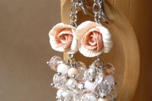 Сережки грона, стильні довгі сережки, сережки для нареченої - Опис
