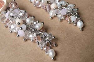 Сережки грона, стильні довгі сережки, сережки для нареченої - Опис