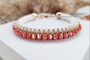 Браслет ′Coral ice′ з японського бісеру і намистин - Опис