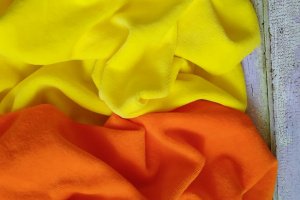 Набор хлопкового велюра для рукоделия желтый и оранжевый