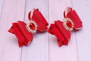 Банты бантики из экокожи красные  - Описание