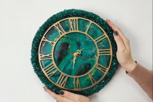 Работа Интерьерные часы Малахит