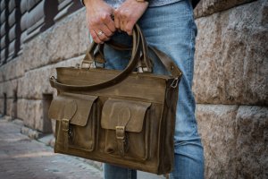 Деловой  чоловічий портфель, Шкіряна сумка під ноутбук - Опис