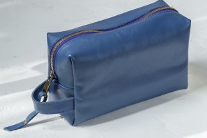Синий Кожаный Несессер Для Косметики - Описание