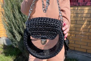 Круглая черная сумка с прозрачным окном - Описание