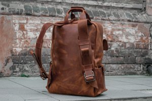 Рюкзак у військовому стилі, Шкіряний чоловічий рюкзак - Опис