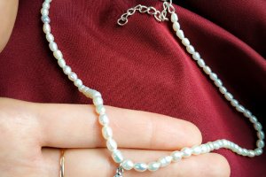 Вишуканий чокер буси з натурального річкового жемчуга - Опис