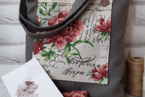 Шопер и косметичка с цветочным принтом - Описание