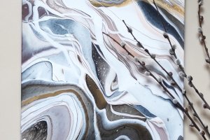 Картина в технике Fluid art, абстракция, 35 x 35 см - ДРУГИЕ РАБОТЫ