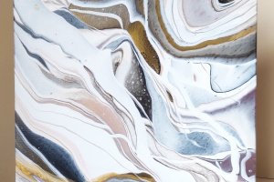 Картина в технике Fluid art, абстракция, 35 x 35 см - Описание
