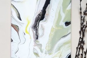 Работа Картина в технике Fluid Art, абстракция, 30 х 40 см.