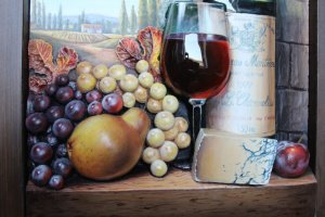 Натюрморт с вином и виноградом - Описание