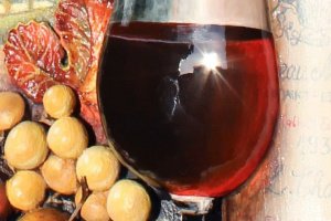 Натюрморт с вином и виноградом - Описание