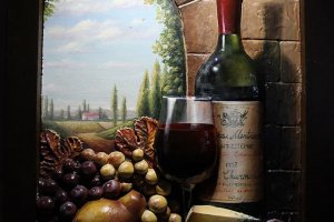 Натюрморт с вином и виноградом - Описание