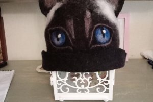 Работа Шапка для сауны Сиамская кошка