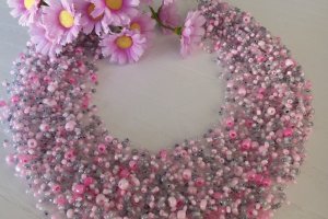 Колье серо-розовая дымка - Описание