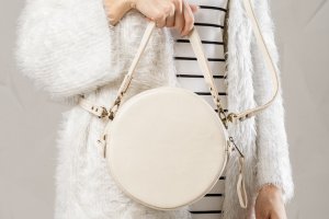 Коричневая Круглая Сумки из натуральной кожи - Описание