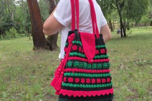 Работа Вязаная этно-сумка"Гуцулочка"