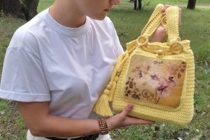 Вязаная сумка "Солнечная орхидея" - Описание