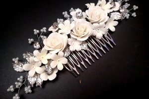 Свадебный гребень  с розами  - Описание