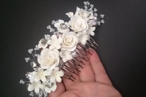Свадебный гребень  с розами  - Описание
