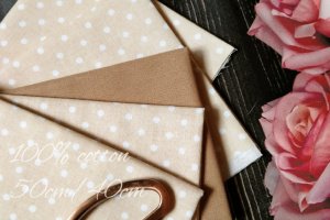 Ткань хлопок горошек 4мм на телесном фоне