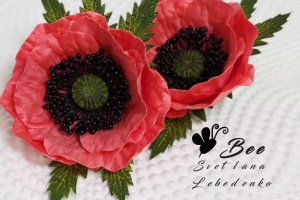 Резинки для волосся з квітами маку - ІНШІ РОБОТИ