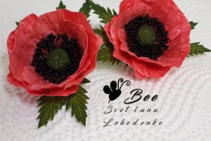 Резинки для волос с цветами мака - Описание