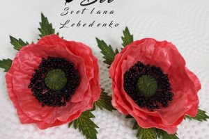 Резинки для волос с цветами мака - Описание