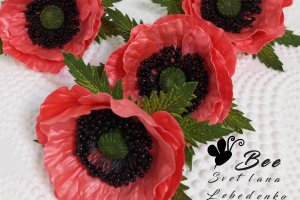 Резинки для волос с цветами мака - Описание