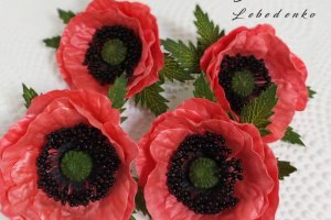 Резинки для волос с цветами мака - Описание