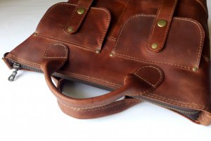 Шкіряна сумка-портфель «Style 3», віскі - Опис