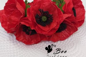 Ободок для волос с красными маками - Описание