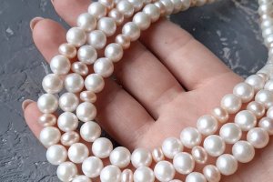 Комплект из натурального жемчуга высокого класса в серебре - Описание