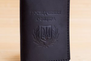 Обложка из кожи на удостоверение офицера черная - Описание