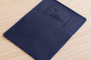 Обложка из кожи на военный билет синяя - Описание