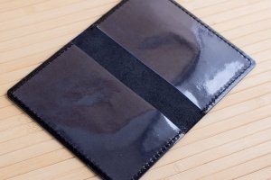 Обложка из кожи на военный билет черный глянец - Описание