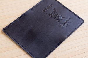 Обложка из кожи на военный билет черный глянец - Описание