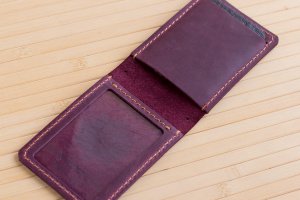 Обложка из кожи на удостоверение полиции с жетоном бордовая - Описание