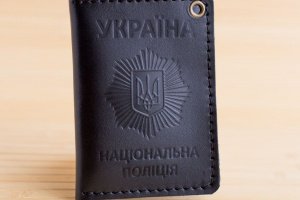 Обложка из кожи на удостоверение полиции черный глянец - ДРУГИЕ РАБОТЫ