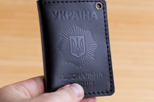 Обкладинка зі шкіри на посвідчення поліції чорний глянець - Опис
