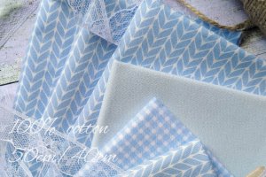 Ткань хлопок голубая вязка косичка