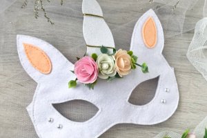 Маска единорог, маска из фетра единорог - Описание