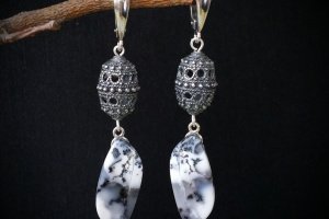 Серебряные серьги с дендритов агатом
