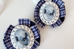 Школьные бантики на резинке синие 6