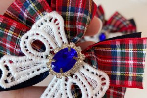 Школьные бантики на резинке красно-синие - Описание