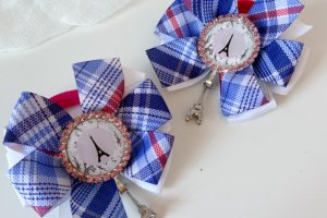 Школьные бантики на резинке голубые - Описание